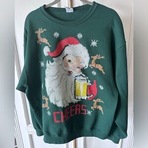 Festive Green Santa Sweatshirt